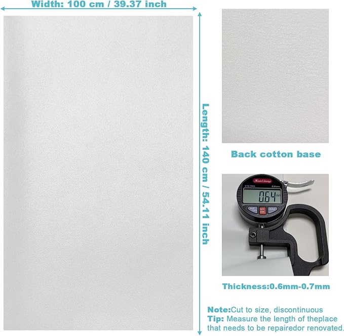 White Faux Leather Fabric 39"×55" Smooth Grain Upholstery Vinyl - Image 4