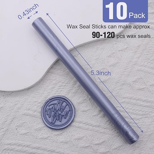 Gray Blue Sealing Wax Sticks, HOSEALING 10pcs Metallic Blue Glue Gun Sealing - Image 2