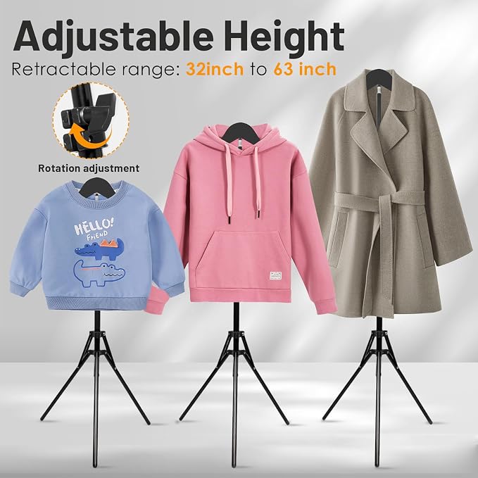 Adjustable Shirt Display Stand 32-63 Inch, Foldable Clothing Display Stand - Image 2
