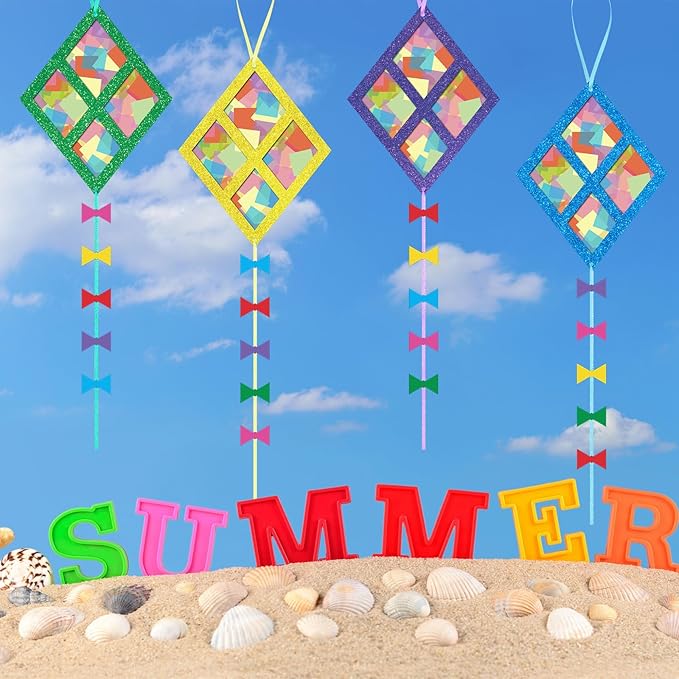 24 Sets Kites Craft DIY Kites Tissue Paper Craft Kits Summer Party Supplies DIY - Image 6