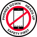 "Phones Down Heads Up" Safety Sign - Laminated Adhesive Floor Signs by Graphical Warehouse (22)