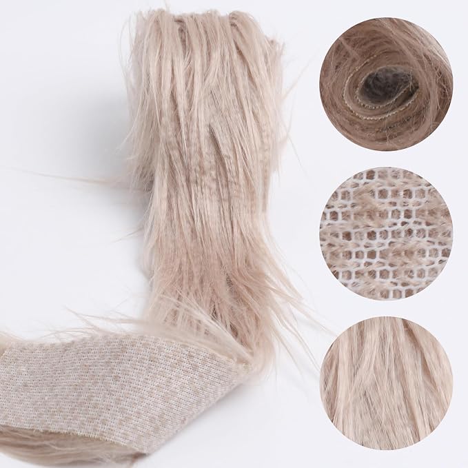 Shaggy Plush Faux Fur Fabric Precut Strips Khaki Fur Fluffy Fuzzy Craft Fur - Image 2
