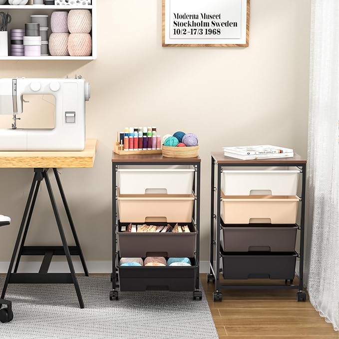 SYKIARIOL Utility Cart with 4 Drawers, Rolling Storage Cart with Drawers - Image 7