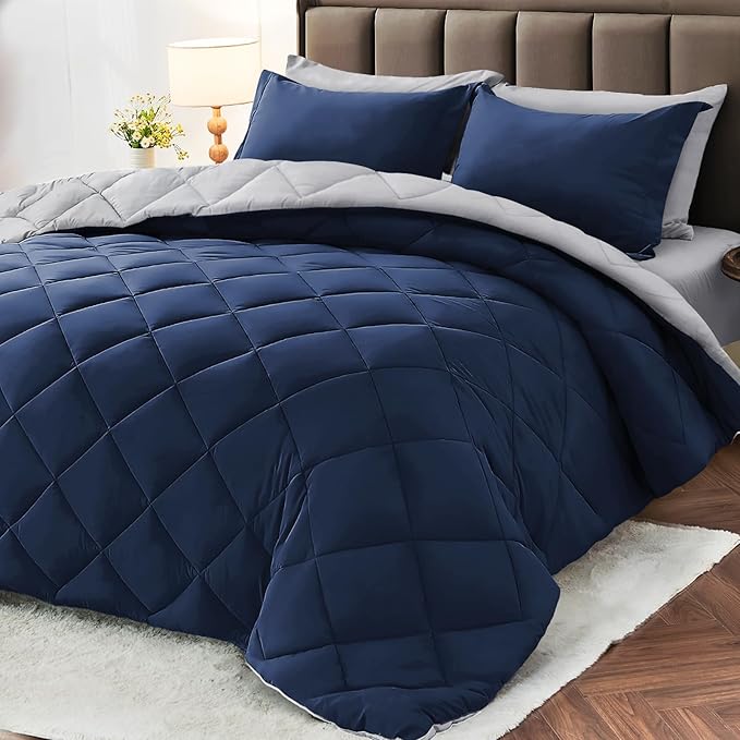 MUXHOMO 7 Pieces California King Comforter Set, Reversible Bed in a Bag Cal by MUXHOMO