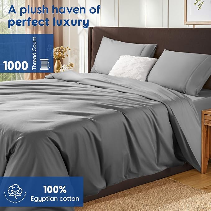 SONORO KATE 100% Egyptian Cotton Duvet Cover Queen Size, 1000 Thread Count - Image 2