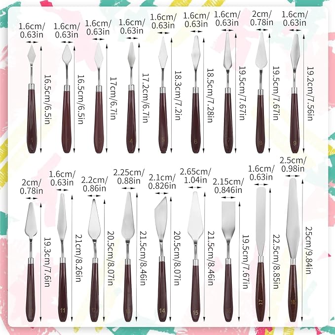 27 Pcs Palette Knife Set, Stainless Steel Painting Knife Set Wood Handle - Image 8