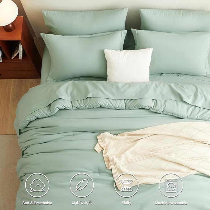 CozyLux Twin XL Comforter Set Sage Green, 5 Pieces Bed in a Bag Twin Extra Long - Image 2