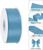 Dusty Blue 1.5 Inch 25 Yards Satin Wired Ribbon Easter Ribbons - Image 3