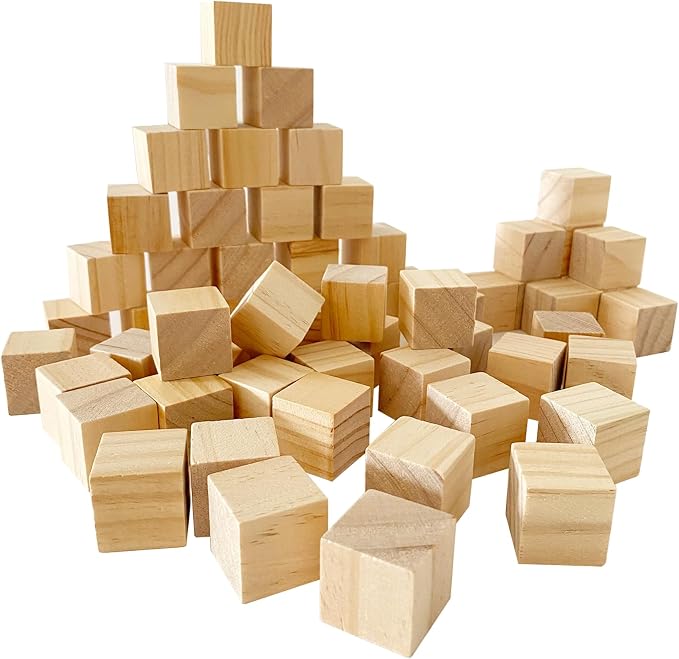MUXGOA Unfinished Wooden Cubes, 1 Inch Wood Square Blocks by MUXGOA