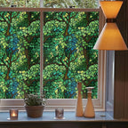 Green Leaf Forest Tree Blue Stained Glass Window Films Decorative Double-Side - Image 3