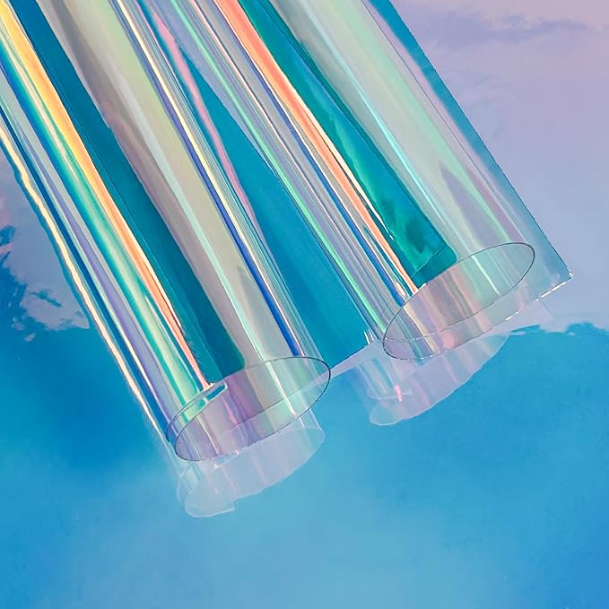 Transparent Waterproof PVC Vinyl 10 Pcs 8.3 x 11.8 inches Iridescent Shine by XHTFauxLeather