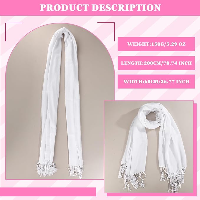 Suhine 16 Pcs Blank White Cotton Scarf to Tie Dye, Full Cotton Scarf Bikini - Image 4