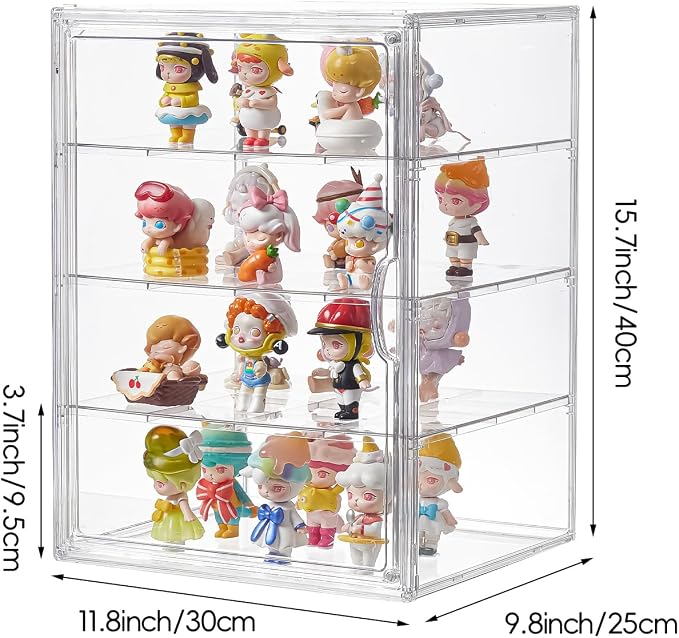 4 Tiers Clear Acrylic Display Case, Plastic Storage Bins - Image 3