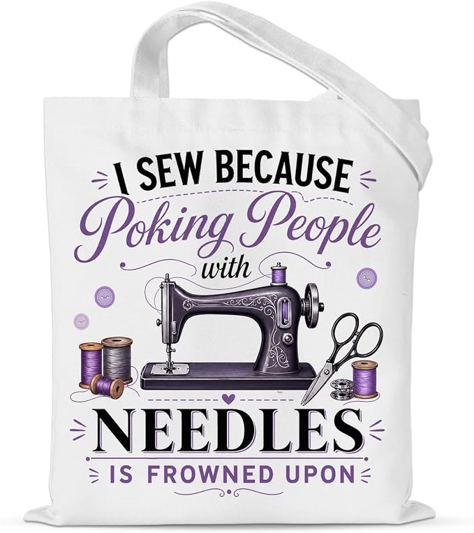 Quilt Tote Bag Sewing Gifts for Sewing Lovers Women, Funny Quilting Supplies by Bromirar