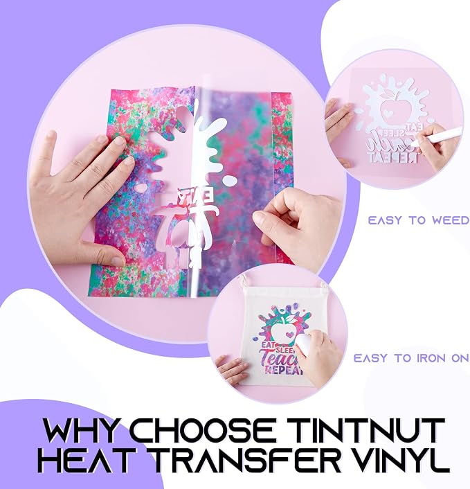 Tintnut Purple Splash Heat Transfer Vinyl Roll, stretch washable, works - Image 3