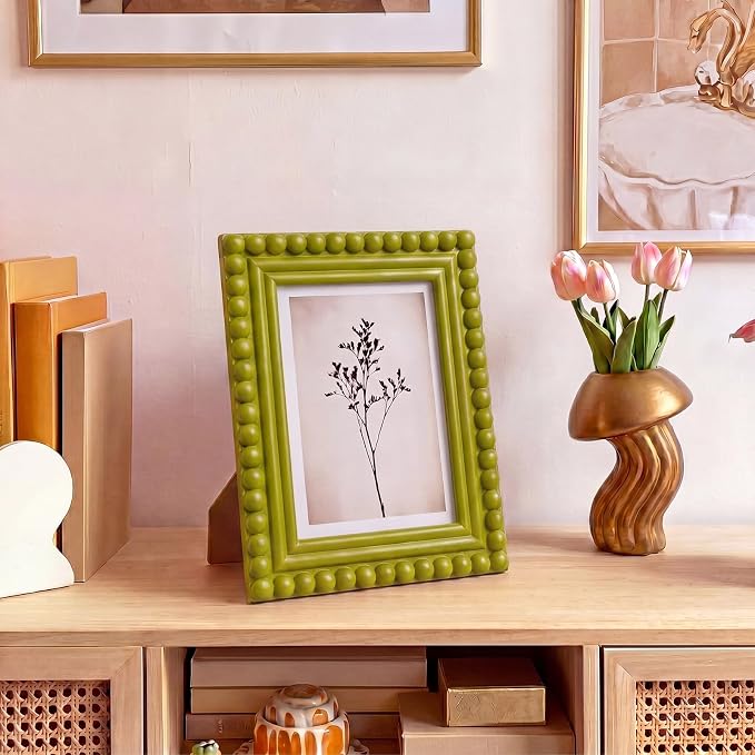 1 Pack 5 x 7 Picture Frame, Wood Beaded Boho Photo Frame, Vintage Photo Display - Image 6
