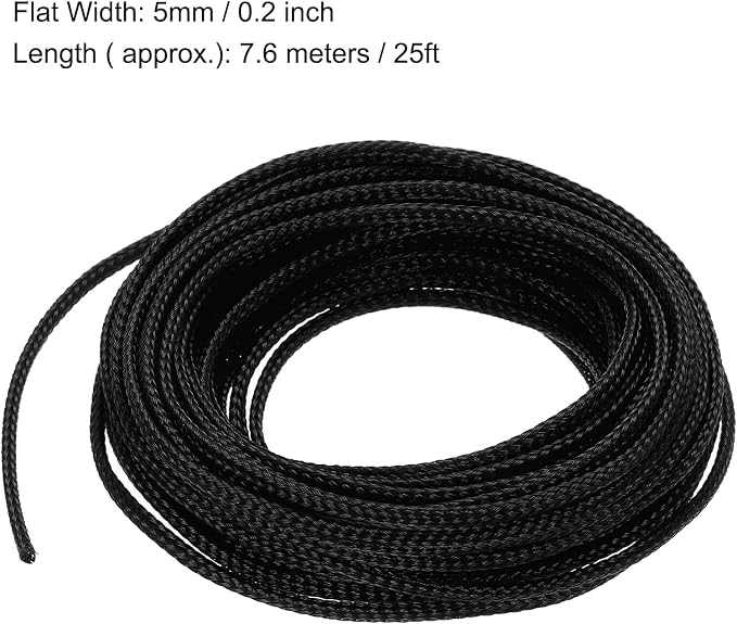 uxcell PET Expandable Sleeving 25ft 1/8" Black Cable Management Sleeve Cord - Image 3