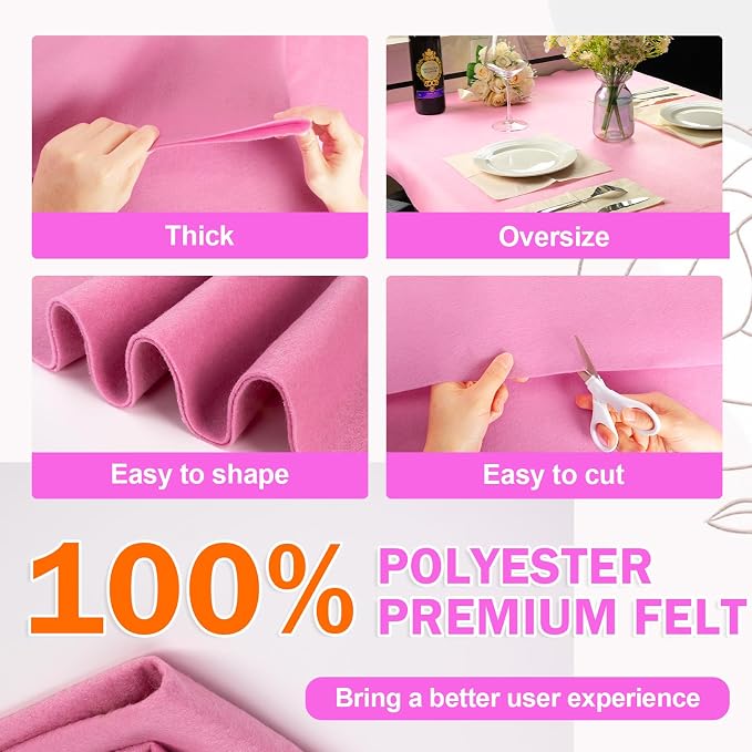 XSEINO Dust Pink Large Felt Fabric 72" X 36 ", 1.4 mm Thick Soft Felt Fabric - Image 4