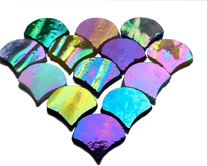 Magic Iridescent Fan Shaped Glass Mosaic Tiles - Image 6