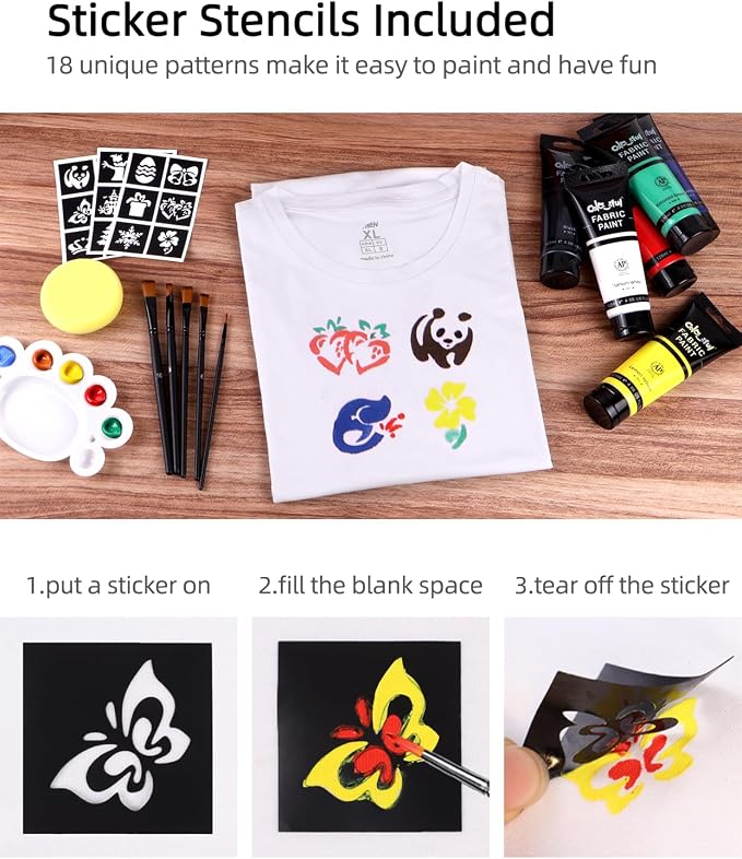 Colorful Fabric Paint Set for Clothes, 6 Colors 4oz Textile Paint for Kids | - Image 6