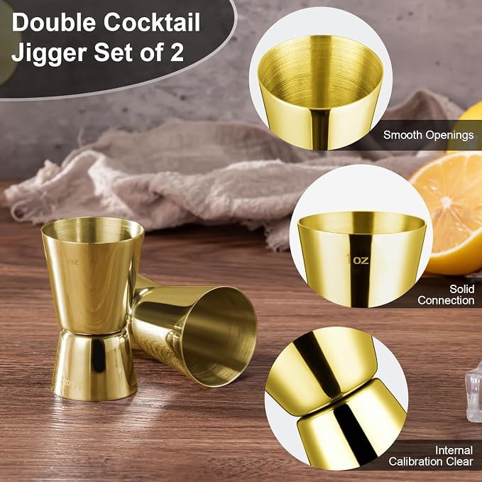 Briout Jigger for Bartending, Flat Edge Gold - Image 2