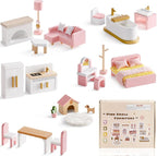 ROBOTIME Wooden Dollhouse Furniture Set, Dollhouse Accessories and Pretend Play - Image 9