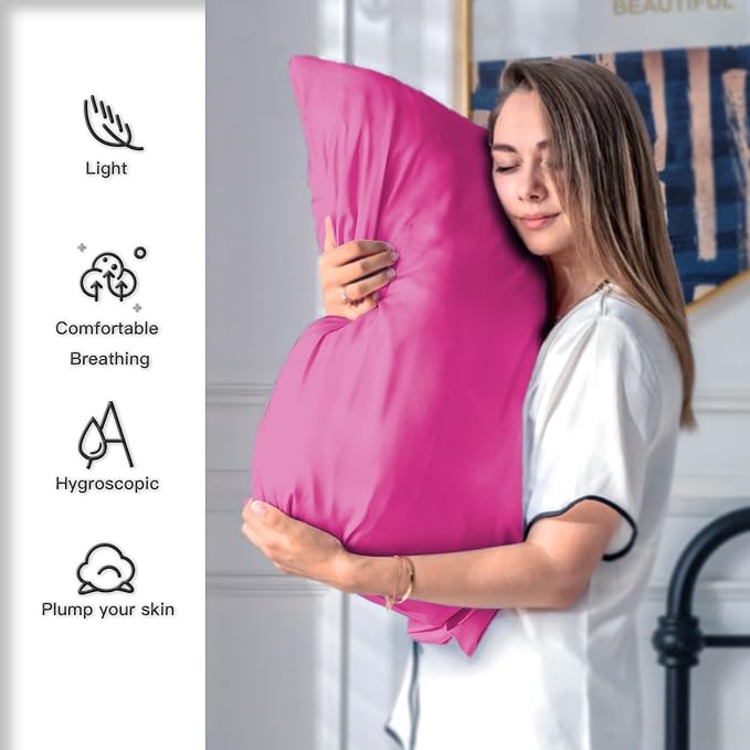Silk Pillow Cases 2 Pack, Soft Breathable and Sliky Queen Size Pillow Cases Set - Image 3