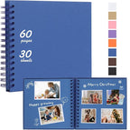 RECUTMS 8x8 Inch Scrapbook Photo Album 60 Pages Hardcover Kraft Paper Blue | by RECUTMS