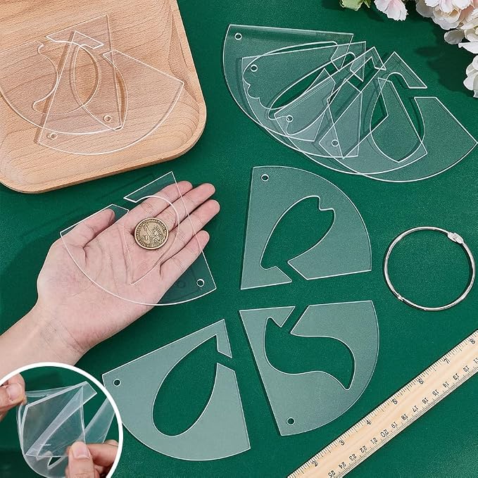 NBEADS 10 Pcs 10 Styles Flower Acrylic Sewing Template - Image 3