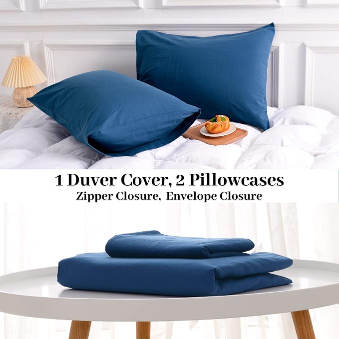 NEXHOME PRO Duvet Cover Set 100% Washed Cotton Oversized Queen 98"x98" - Image 8