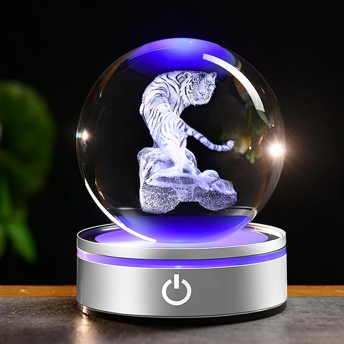 IFOLAINA Tiger Lovers Gifts for Men Women 3D Crystal Ball | Decorative Engraved by IFOLAINA