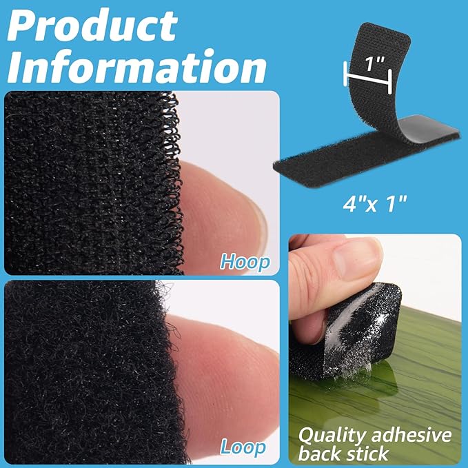 Art3d 16 Sets Hook and Loop Tape Sticky Back, 1 in.x 4 in. Double-Sided Command - Image 3