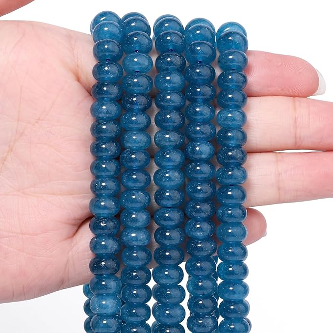 Songxi 5x8mm Natural Deep Blue Chalcedony Stone Rondelle Beads, Gemstone by SongXi