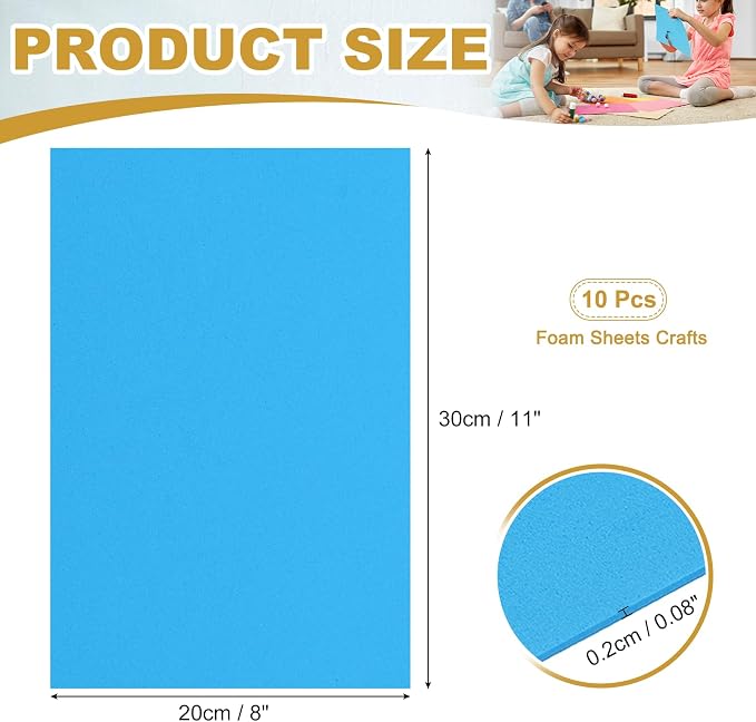 uxcell 10 Pcs Blue EVA A4 Foam Sheets Crafts, 12 x 8 Inch Foam Paper - Image 2