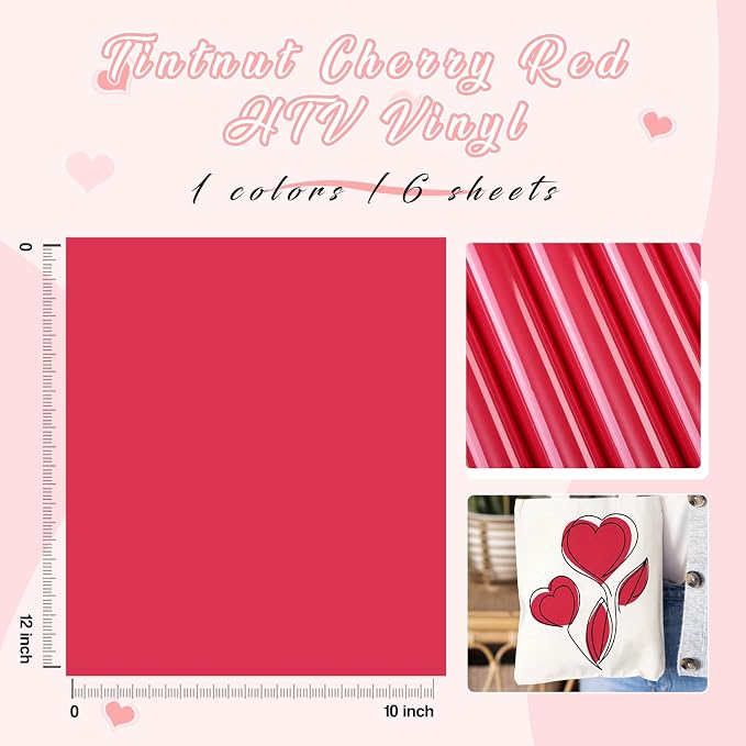 Tintnut Raspberry Red Heat Transfer Vinyl, easy cut & weed, stretch washable - Image 2