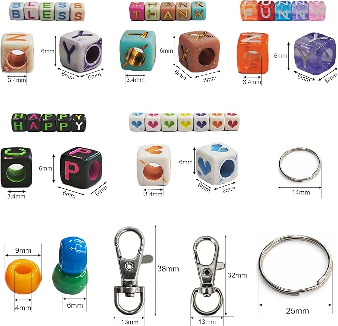 Aqltidiz DIY Beaded Keychain Making Kit, Heart Beads, Swivel Snap Hooks - Image 3