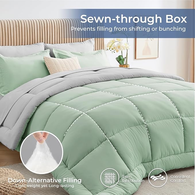 Sasttie Full Size Comforter Sets, 7 Pieces Reversible Bed in a Bag Full - Image 4