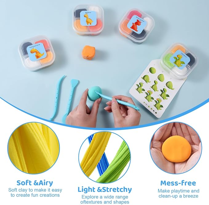 Both idea Air Dry Clay Kit, Dino Theme | 12 Packs, Non-Toxic Kids Gift | School - Image 4