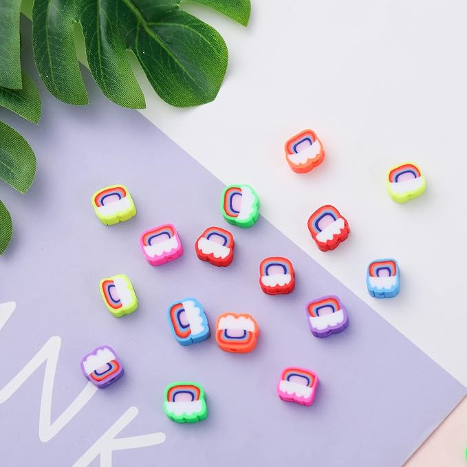 100pcs Colorful Rainbow Polymer Clay Spacer Beads - Image 3