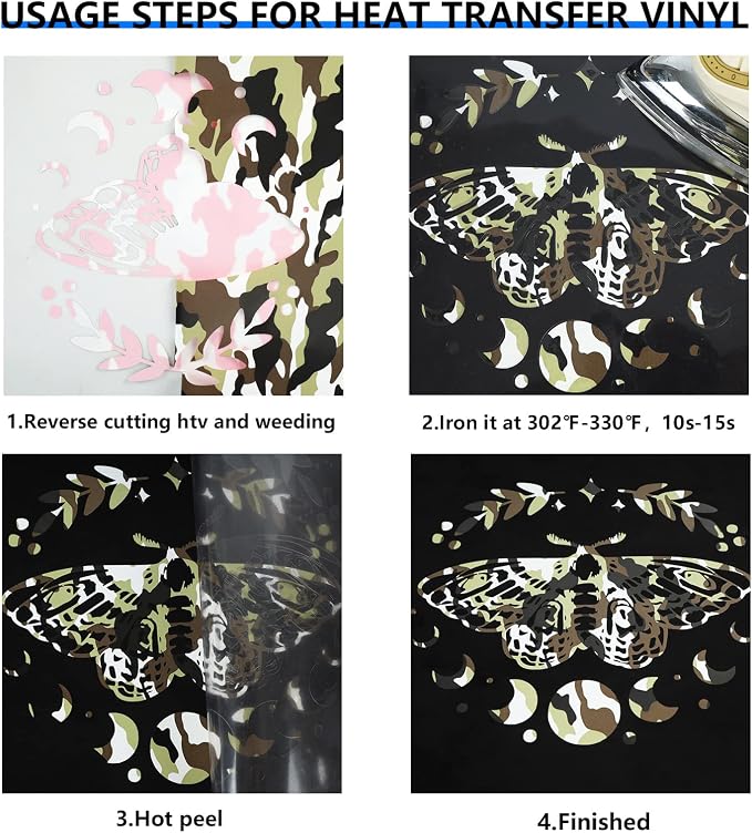 FUNKAKA Camo Army Earthy HTV Heat Transfer Vinyl Rolls, Stretchy PU HTV Vinyl - Image 5
