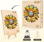 Wooden Sunflower Puzzles Adults, Flower Shaped Wood Puzzle 245 Pieces, Oil - Image 5