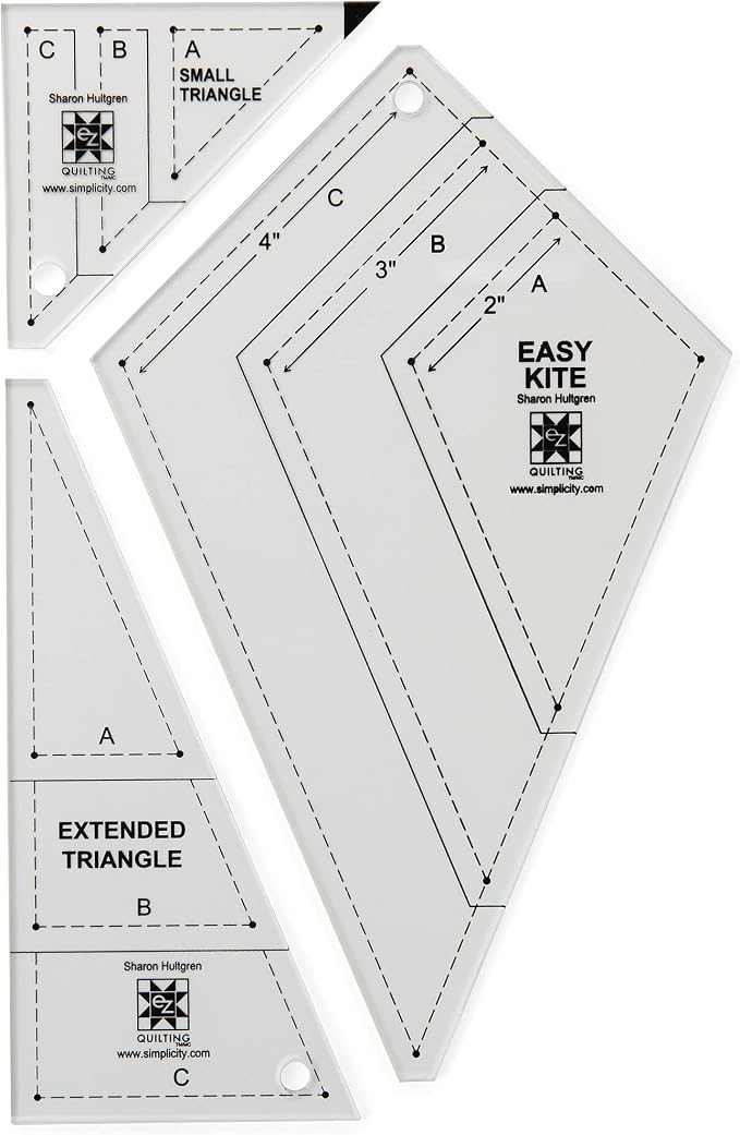 EZ Quilting 8829477 Acrylic Kite Quilting Template Set, Sizes 2.75" x 4.75" - Image 3