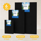 6pk Black Canvas Panels for Painting, 100% Cotton Pre-Primed Canvas Boards 5x7 - Image 2