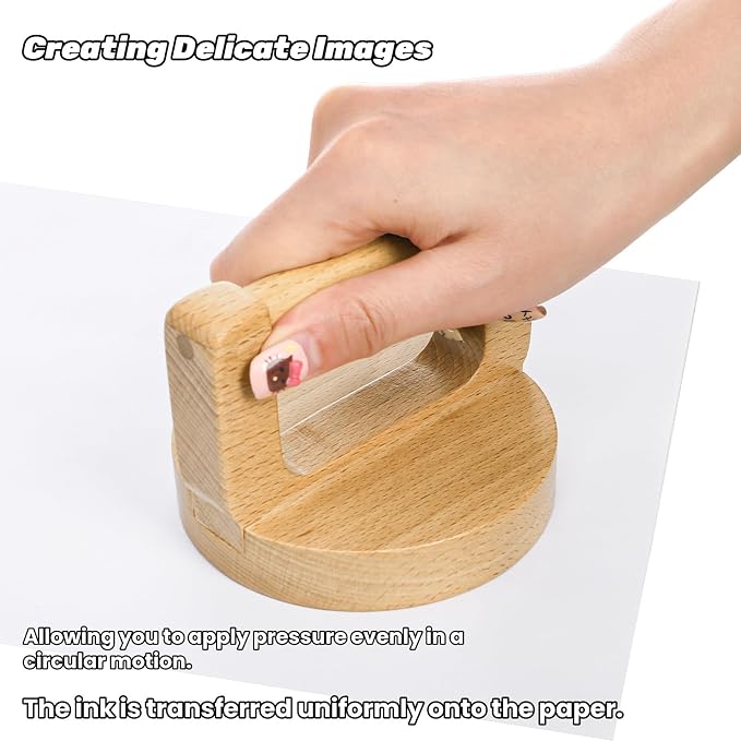 Tlence 2 Pack Block Printing Baren, 4 Inch Wood Barens - Image 4