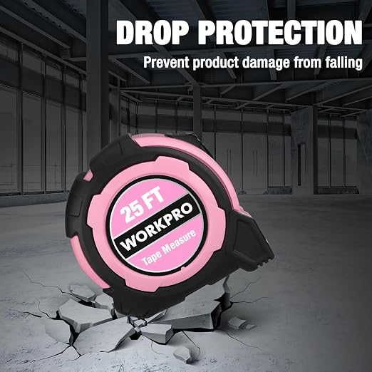WORKPRO 25FT Pink Tape Measure, 1/8 Fractions Easy Read Measuring Tape | - Image 4