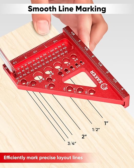 Saker 3D Multi-Angle Measuring Square Ruler, Aluminum Alloy Carpenter Square - Image 3