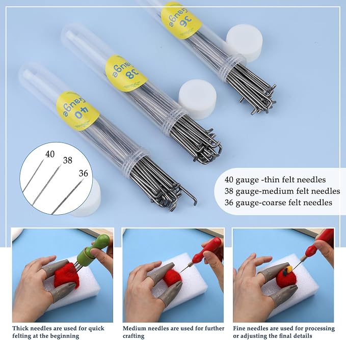 Jupean 128 Pcs Needle Felting Needles Needle Felting Tool 3 Size Felting Kit - Image 3