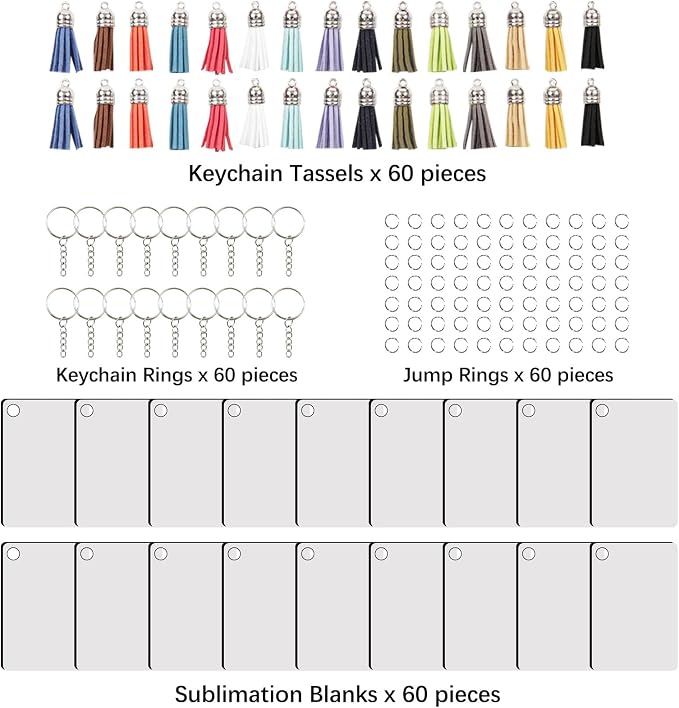 240Pcs Sublimation Keychain Blanks Double Sides 80 MDF Sublimation Keychains - Image 5
