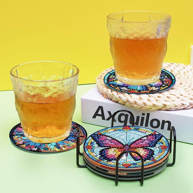 Axquilon 8 Pack Butterfly Diamond Art Coasters Kit - Image 6
