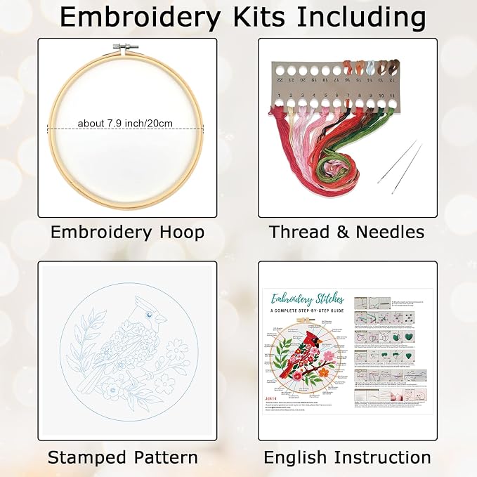 Louise Maelys Cardinal Embroidery Kit, Cross Stitch Kit - Image 3